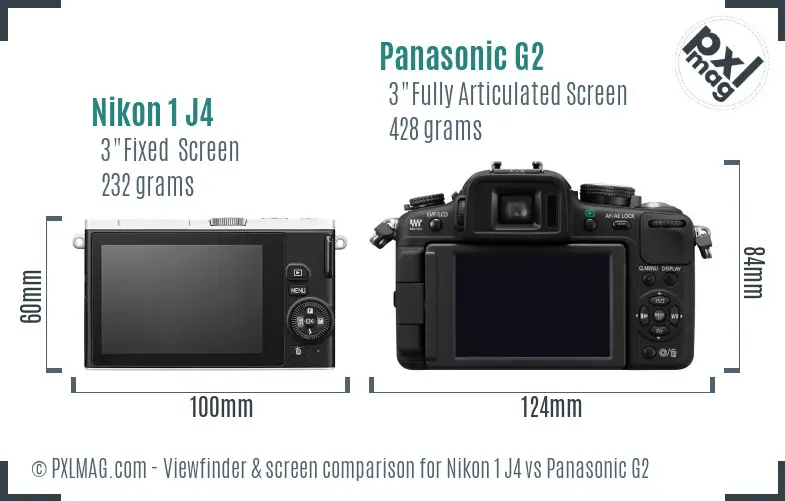 Nikon 1 J4 vs Panasonic G2 Screen and Viewfinder comparison