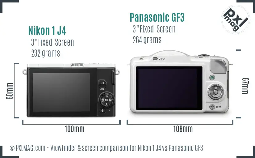 Nikon 1 J4 vs Panasonic GF3 Screen and Viewfinder comparison