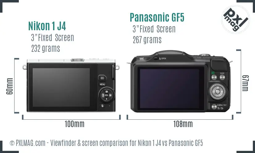 Nikon 1 J4 vs Panasonic GF5 Screen and Viewfinder comparison