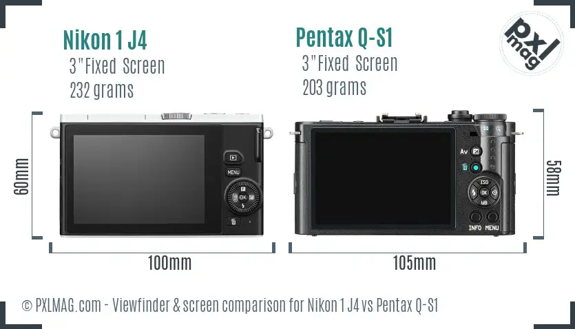 Nikon 1 J4 vs Pentax Q-S1 Screen and Viewfinder comparison