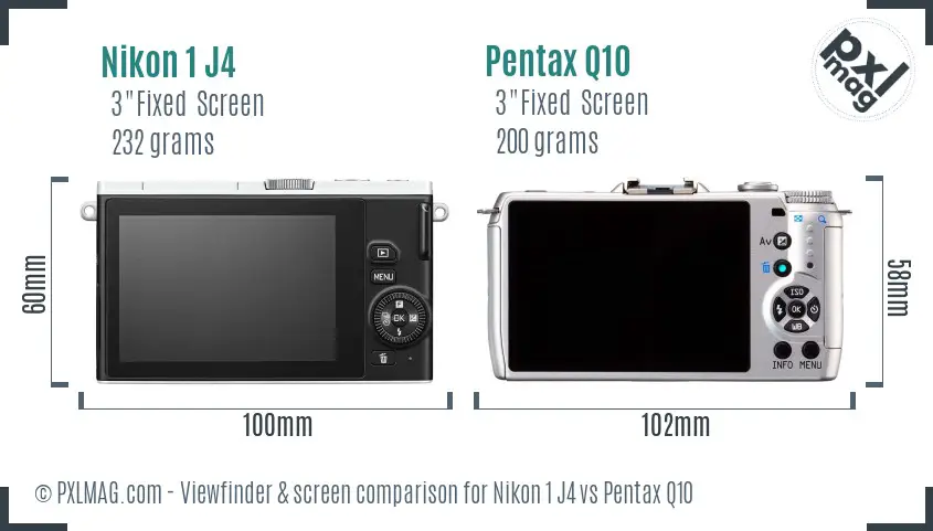 Nikon 1 J4 vs Pentax Q10 Screen and Viewfinder comparison