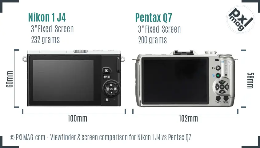 Nikon 1 J4 vs Pentax Q7 Screen and Viewfinder comparison