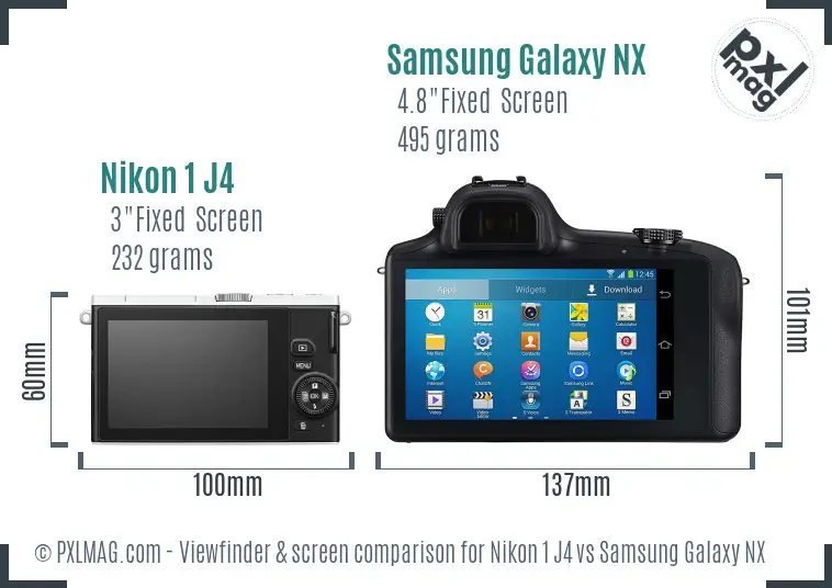Nikon 1 J4 vs Samsung Galaxy NX Screen and Viewfinder comparison
