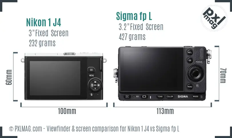Nikon 1 J4 vs Sigma fp L Screen and Viewfinder comparison