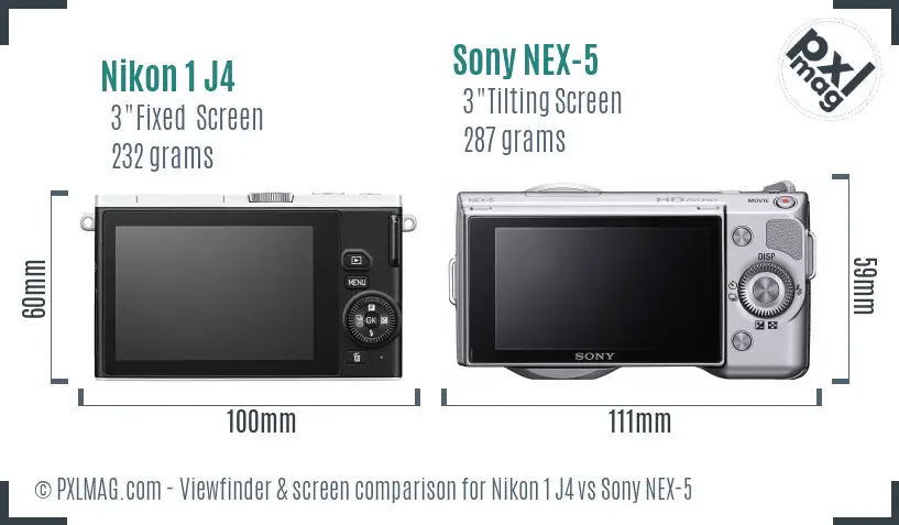 Nikon 1 J4 vs Sony NEX-5 Screen and Viewfinder comparison Nikon 1 J4 vs Sony NEX-5 Screen and Viewfinder comparison