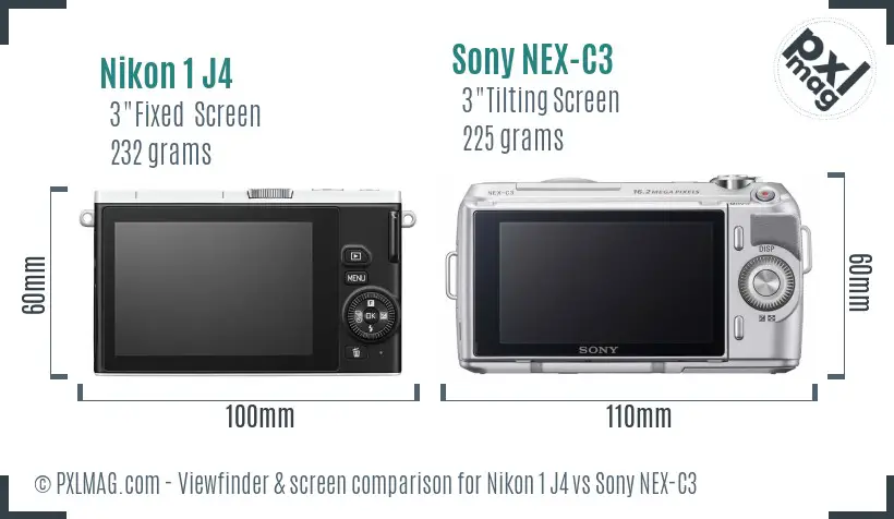 Nikon 1 J4 vs Sony NEX-C3 Screen and Viewfinder comparison