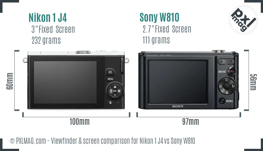Nikon 1 J4 vs Sony W810 Screen and Viewfinder comparison