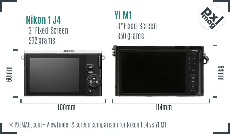 Nikon 1 J4 vs YI M1 Screen and Viewfinder comparison