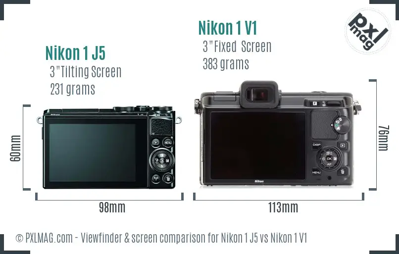 Nikon 1 J5 vs Nikon 1 V1 Screen and Viewfinder comparison