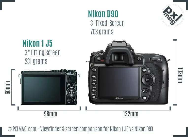 Nikon 1 J5 vs Nikon D90 Screen and Viewfinder comparison Nikon 1 J5 vs Nikon D90 Screen and Viewfinder comparison