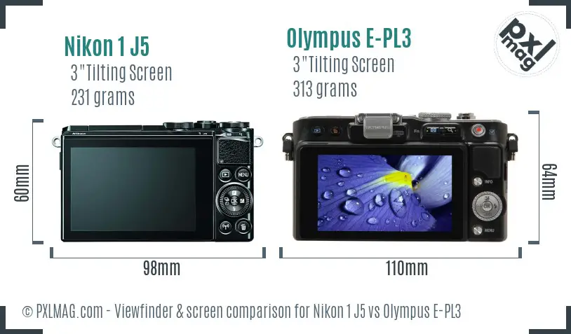 Nikon 1 J5 vs Olympus E-PL3 Screen and Viewfinder comparison Nikon 1 J5 vs Olympus E-PL3 Screen and Viewfinder comparison