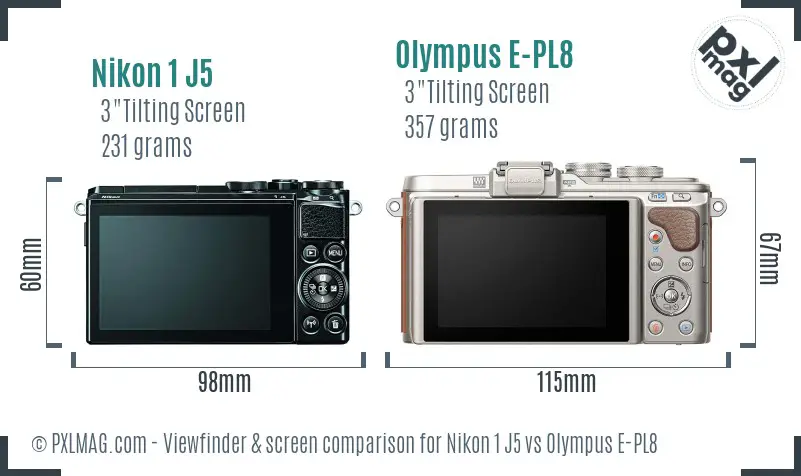 Nikon 1 J5 vs Olympus E-PL8 Screen and Viewfinder comparison Nikon 1 J5 vs Olympus E-PL8 Screen and Viewfinder comparison