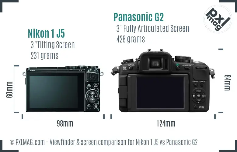 Nikon 1 J5 vs Panasonic G2 Screen and Viewfinder comparison