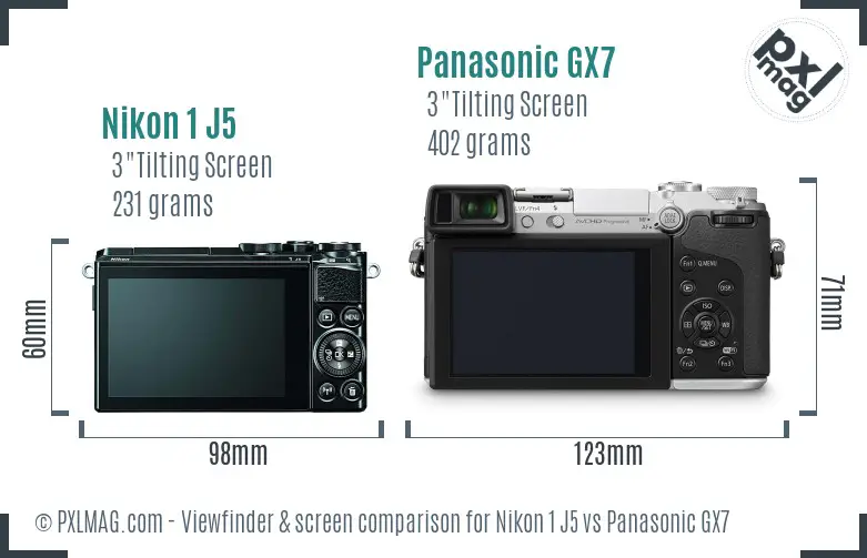 Nikon 1 J5 vs Panasonic GX7 Screen and Viewfinder comparison Nikon 1 J5 vs Panasonic GX7 Screen and Viewfinder comparison