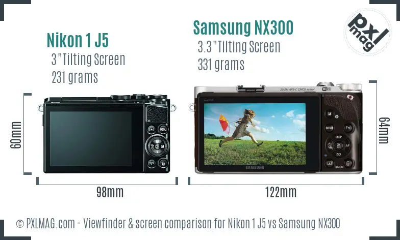 Nikon 1 J5 vs Samsung NX300 Screen and Viewfinder comparison