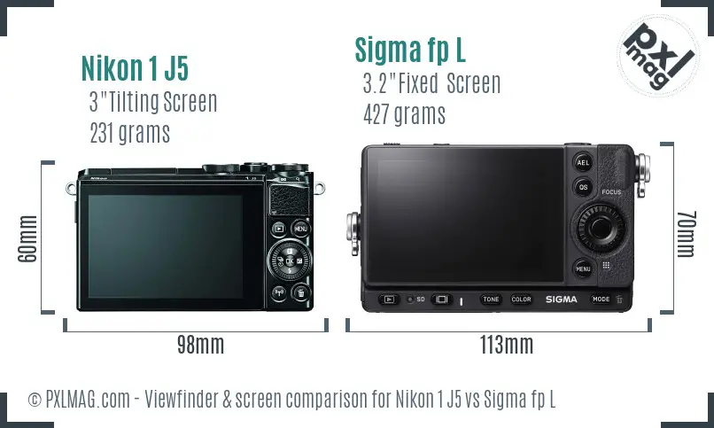 Nikon 1 J5 vs Sigma fp L Screen and Viewfinder comparison