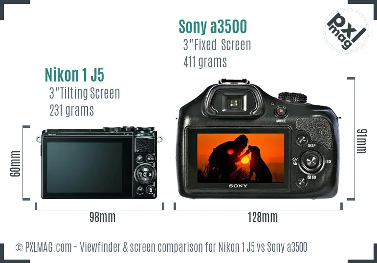 Nikon 1 J5 vs Sony a3500 Screen and Viewfinder comparison Nikon 1 J5 vs Sony a3500 Screen and Viewfinder comparison