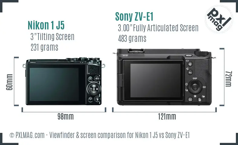 Nikon 1 J5 vs Sony ZV-E1 Screen and Viewfinder comparison Nikon 1 J5 vs Sony ZV-E1 Screen and Viewfinder comparison