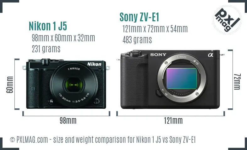 Nikon 1 J5 vs Sony ZV-E1 size comparison Nikon 1 J5 vs Sony ZV-E1 size comparison