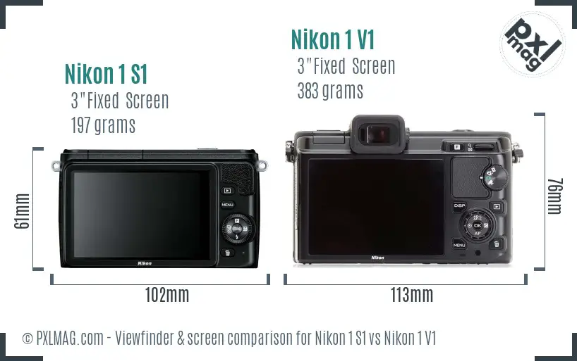 Nikon 1 S1 vs Nikon 1 V1 Screen and Viewfinder comparison