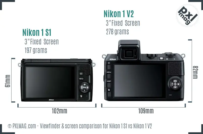 Nikon 1 S1 vs Nikon 1 V2 Screen and Viewfinder comparison
