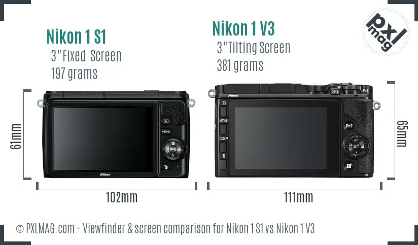 Nikon 1 S1 vs Nikon 1 V3 Screen and Viewfinder comparison