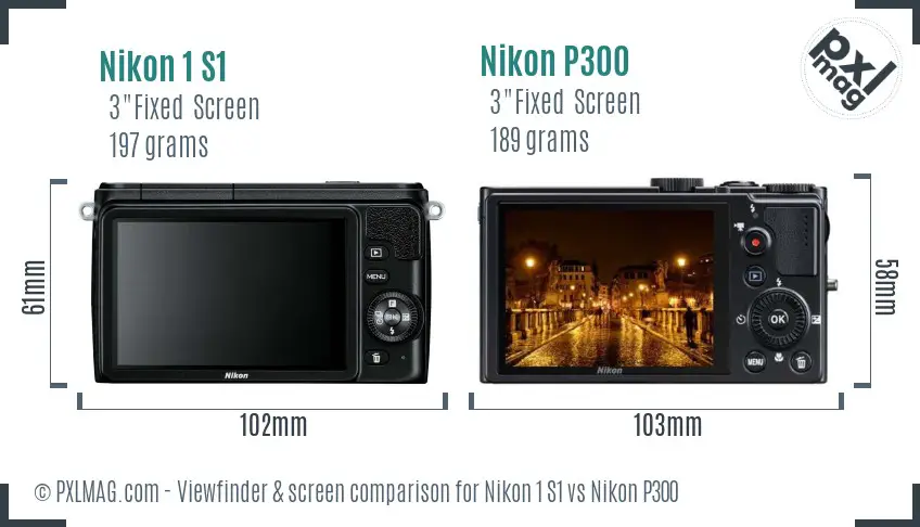 Nikon 1 S1 vs Nikon P300 Screen and Viewfinder comparison Nikon 1 S1 vs Nikon P300 Screen and Viewfinder comparison