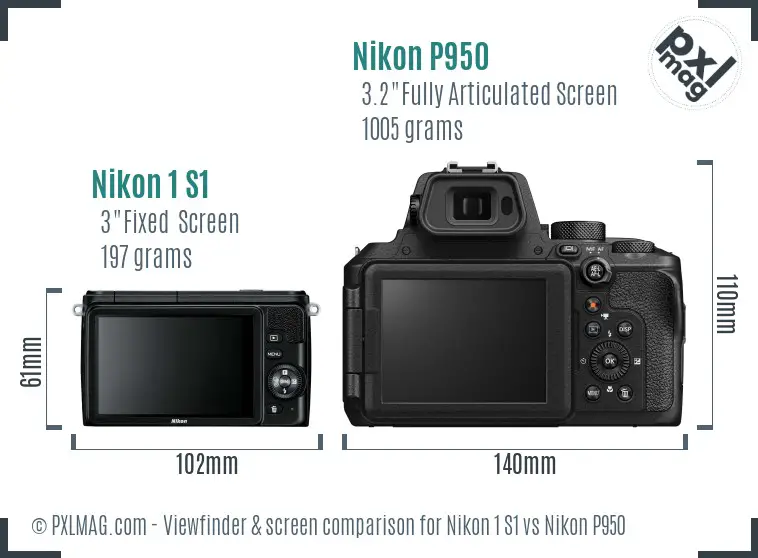 Nikon 1 S1 vs Nikon P950 Screen and Viewfinder comparison Nikon 1 S1 vs Nikon P950 Screen and Viewfinder comparison
