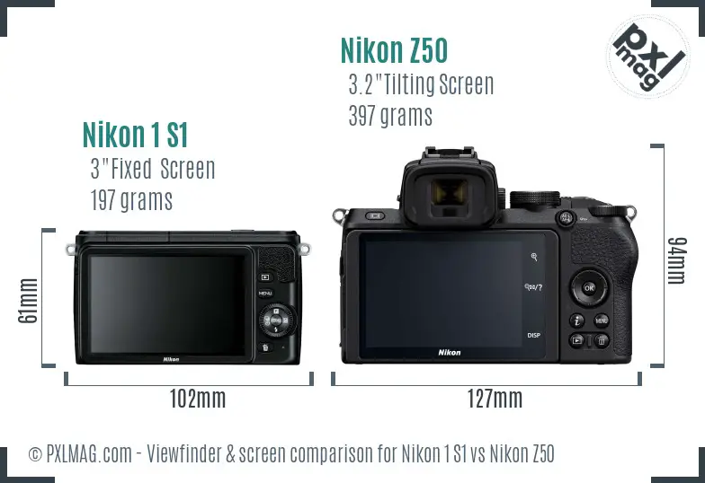 Nikon 1 S1 vs Nikon Z50 Screen and Viewfinder comparison