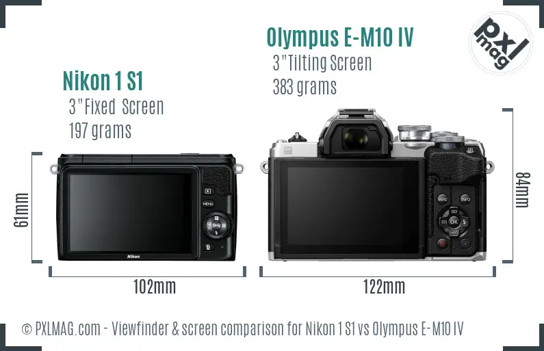 Nikon 1 S1 vs Olympus E-M10 IV Screen and Viewfinder comparison