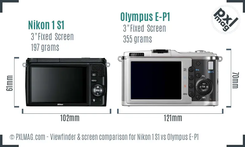 Nikon 1 S1 vs Olympus E-P1 Screen and Viewfinder comparison
