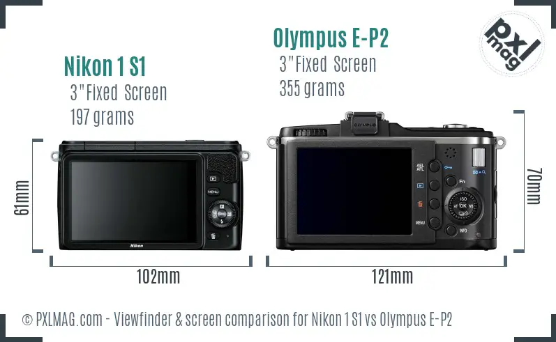 Nikon 1 S1 vs Olympus E-P2 Screen and Viewfinder comparison