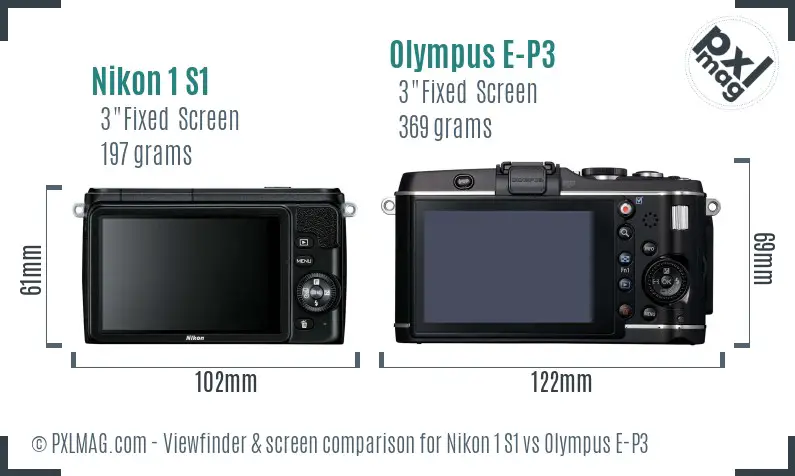 Nikon 1 S1 vs Olympus E-P3 Screen and Viewfinder comparison