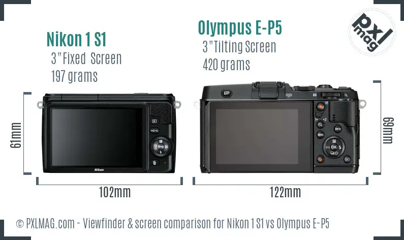 Nikon 1 S1 vs Olympus E-P5 Screen and Viewfinder comparison