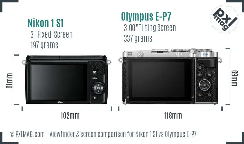 Nikon 1 S1 vs Olympus E-P7 Screen and Viewfinder comparison