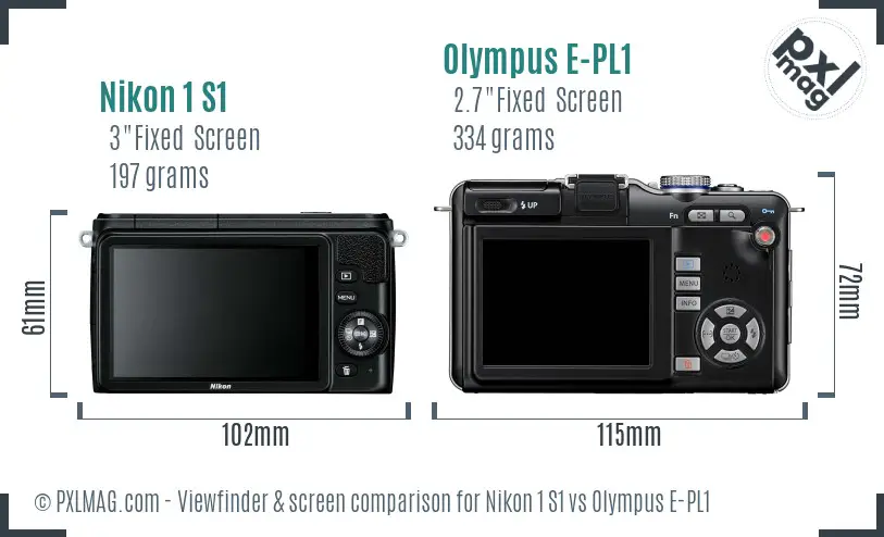 Nikon 1 S1 vs Olympus E-PL1 Screen and Viewfinder comparison