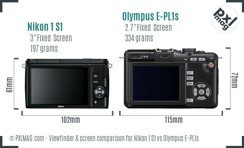 Nikon 1 S1 vs Olympus E-PL1s Screen and Viewfinder comparison