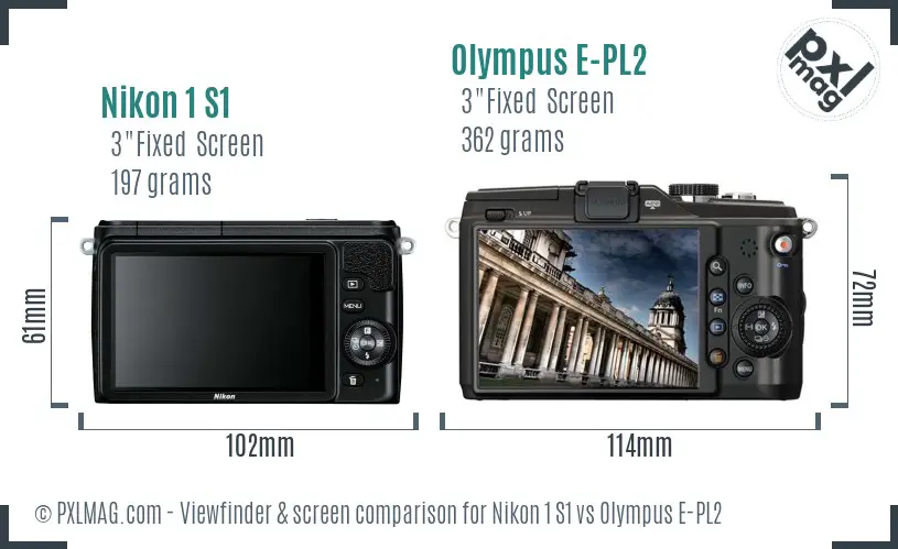 Nikon 1 S1 vs Olympus E-PL2 Screen and Viewfinder comparison