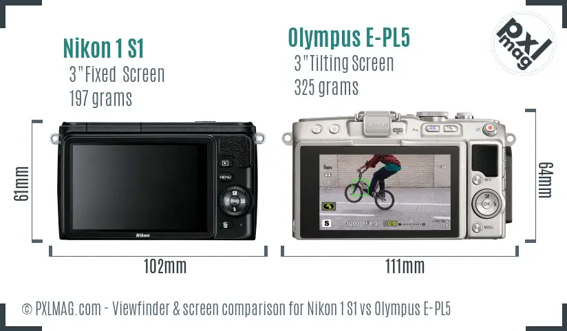 Nikon 1 S1 vs Olympus E-PL5 Screen and Viewfinder comparison Nikon 1 S1 vs Olympus E-PL5 Screen and Viewfinder comparison