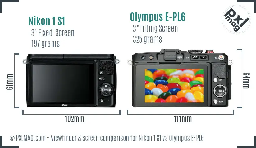 Nikon 1 S1 vs Olympus E-PL6 Screen and Viewfinder comparison