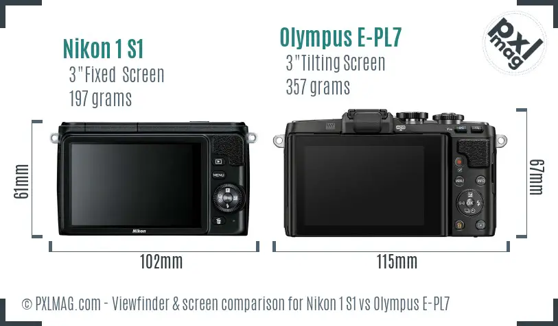 Nikon 1 S1 vs Olympus E-PL7 Screen and Viewfinder comparison