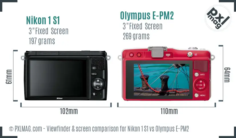 Nikon 1 S1 vs Olympus E-PM2 Screen and Viewfinder comparison