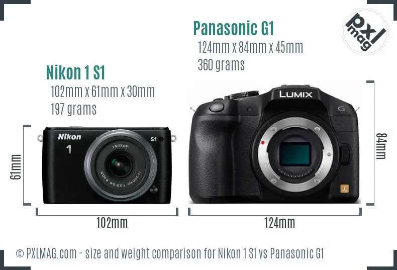 Nikon 1 S1 vs Panasonic G1 size comparison