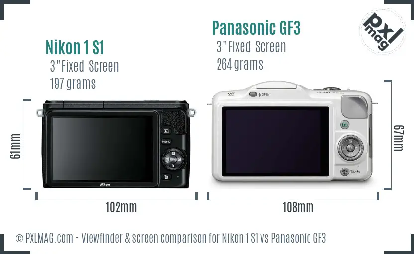 Nikon 1 S1 vs Panasonic GF3 Screen and Viewfinder comparison
