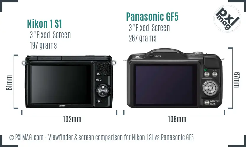 Nikon 1 S1 vs Panasonic GF5 Screen and Viewfinder comparison