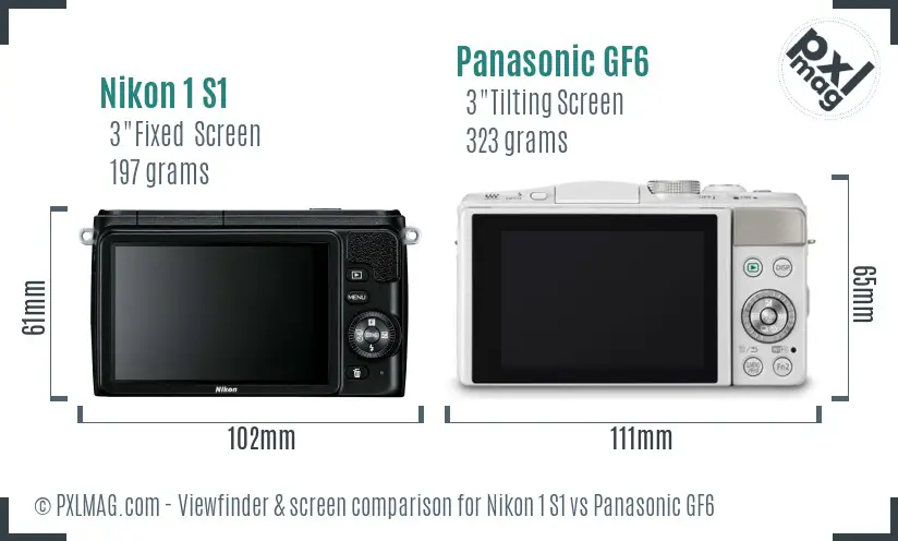 Nikon 1 S1 vs Panasonic GF6 Screen and Viewfinder comparison