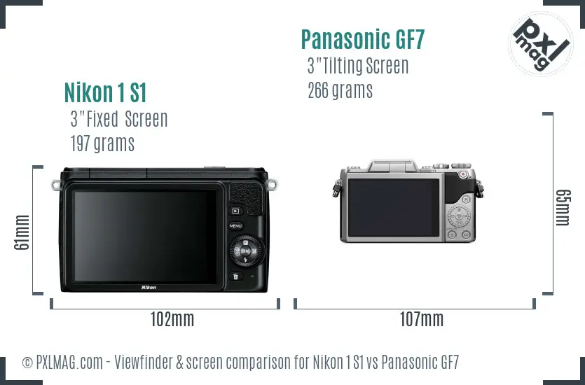 Nikon 1 S1 vs Panasonic GF7 Screen and Viewfinder comparison Nikon 1 S1 vs Panasonic GF7 Screen and Viewfinder comparison