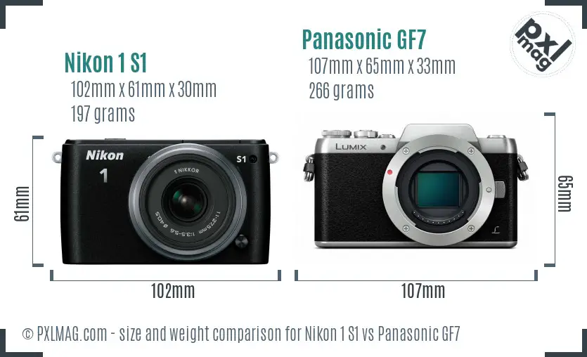 Nikon 1 S1 vs Panasonic GF7 size comparison Nikon 1 S1 vs Panasonic GF7 size comparison