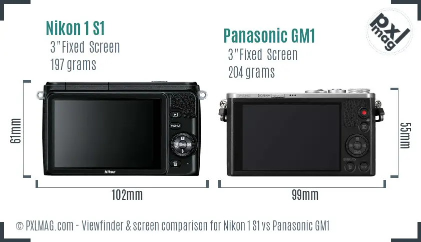 Nikon 1 S1 vs Panasonic GM1 Screen and Viewfinder comparison