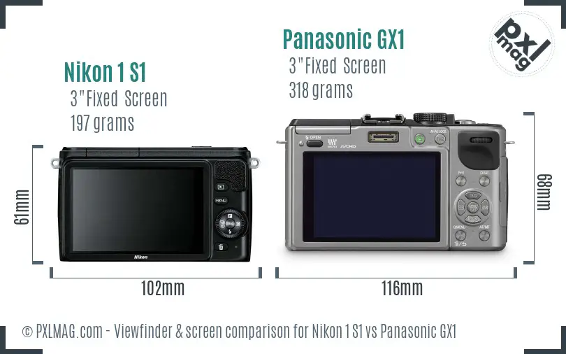 Nikon 1 S1 vs Panasonic GX1 Screen and Viewfinder comparison